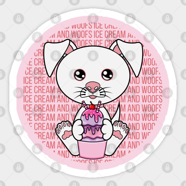 All I Need is ice cream and dogs, ice cream and dogs, ice cream and dogs lover Sticker by JS ARTE